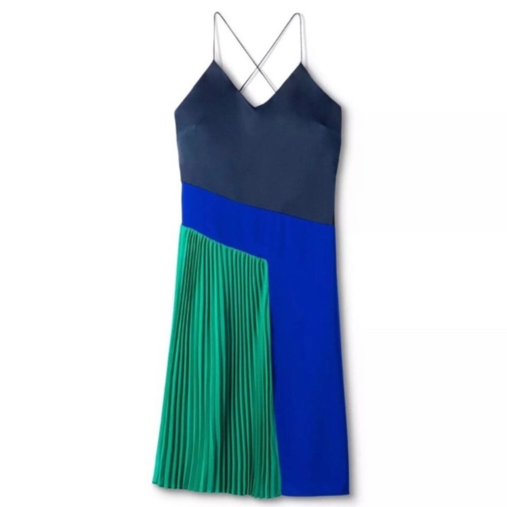 Cushnie Size 6 available Blue/Green Colorblock Midi Dress